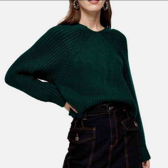 TOPSHOP Green Knit Twist Back Sweater M - Picture 10 of 10